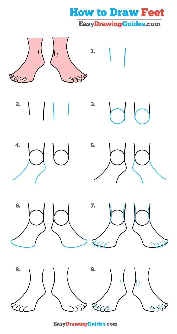 Cartoon Drawing Instructions How to Draw Feet Really Easy Drawing Tutorial Drawing Ideas