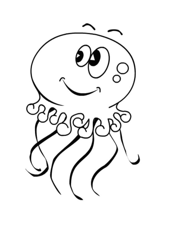 Cartoon Drawing Jellyfish Cute Cartoon Jellyfish Kindergarten Coloring Page Animal Coloring