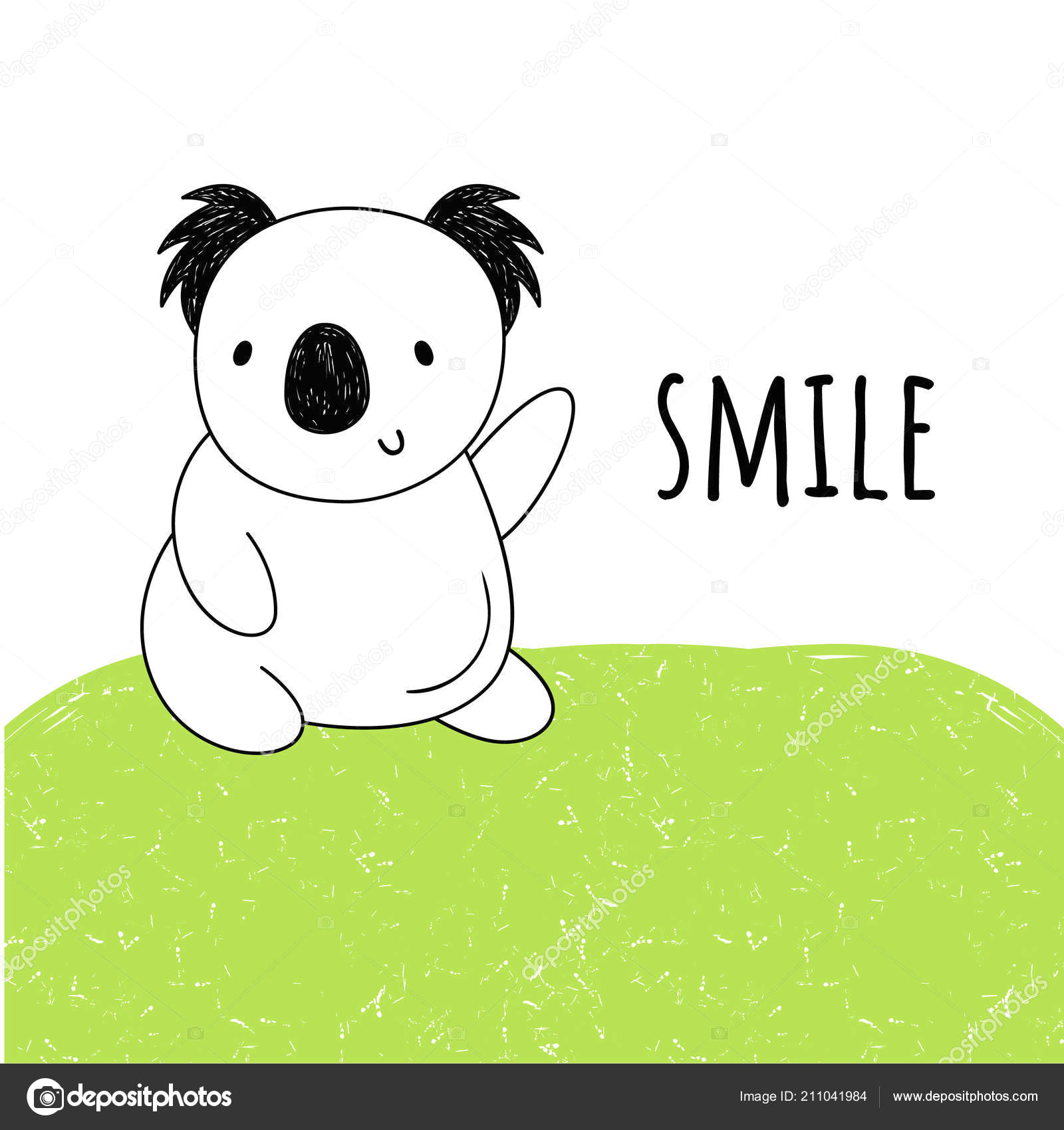 Cartoon Drawing Koala Smile Vector Illustration Of Koala the Cartoon Style Drawing by