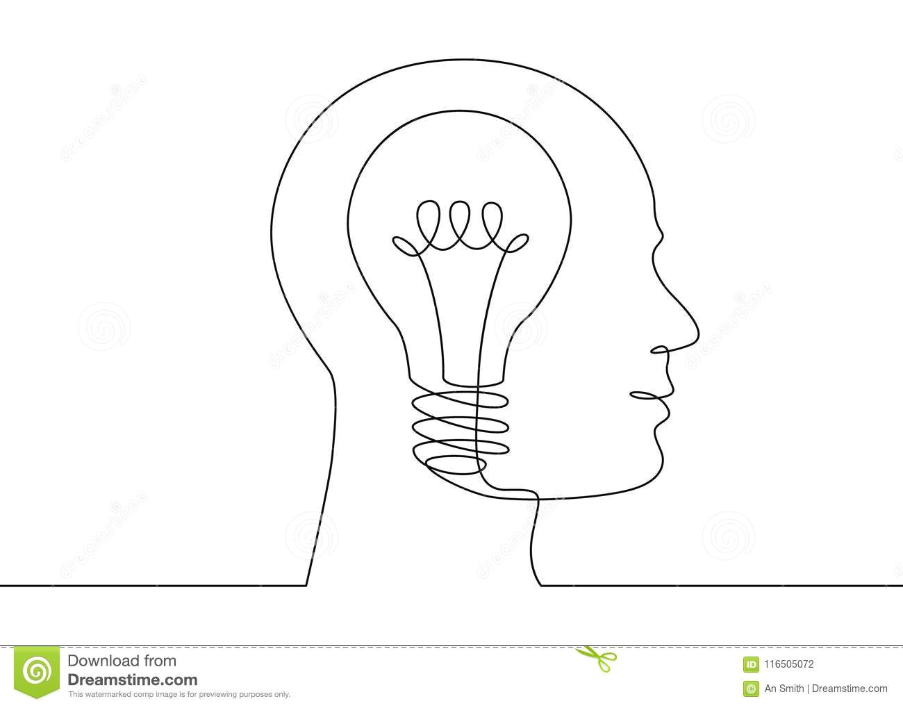 Cartoon Drawing Light Bulb Continuous Line Drawing Light Bulb Symbol Idea Stock Vector
