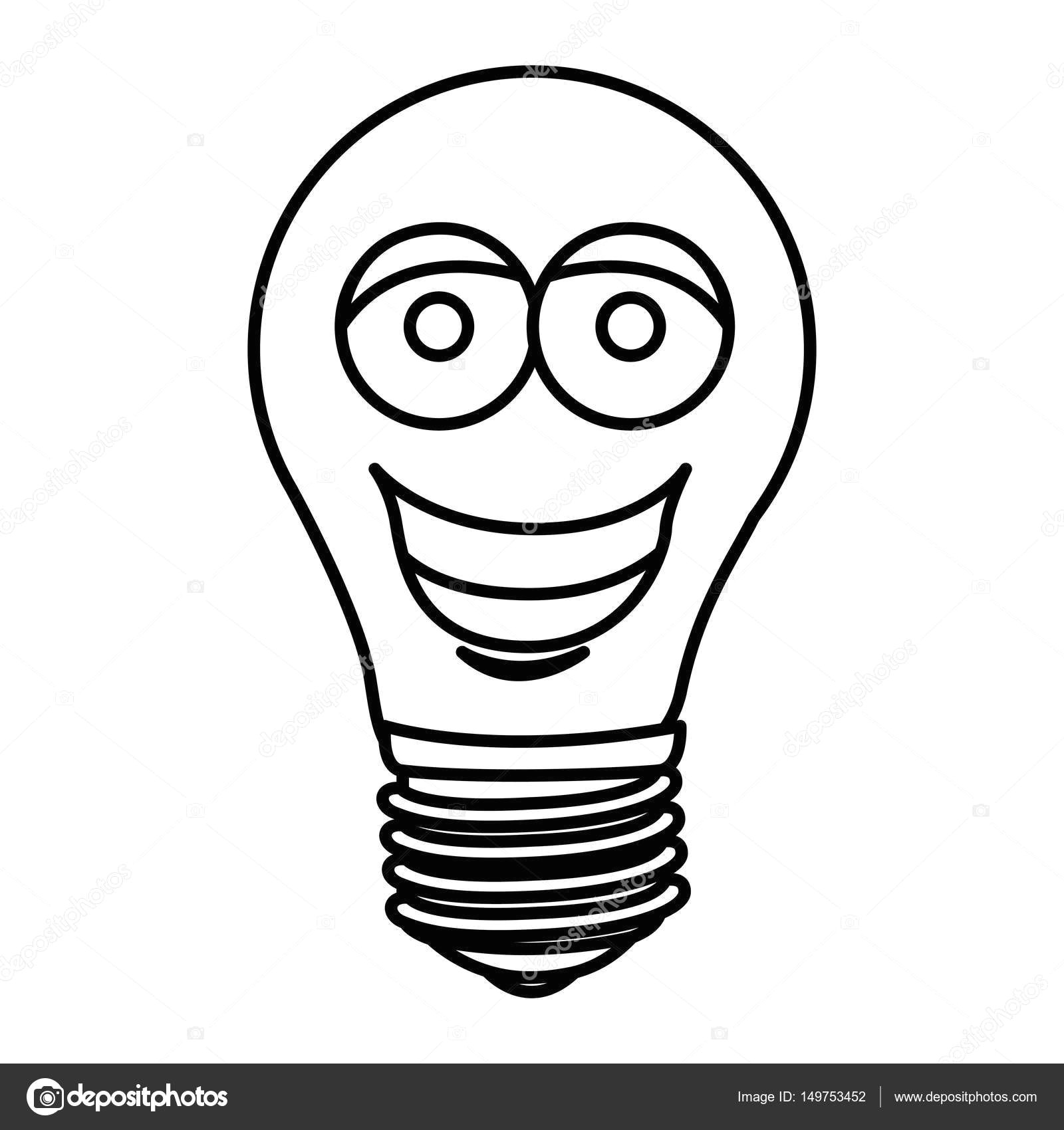 Cartoon Drawing Light Bulb Silhouette Of Cartoon Face Light Bulb Icon Grafika Wektorowa