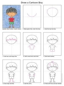 Cartoon Drawing Little Boy Draw A Cartoon Boy Art Projects for Kids How to Draw Pinterest