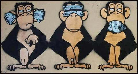 Cartoon Drawing No Hear No Evil See No Evil Speak No Evil Donor Money Corruption