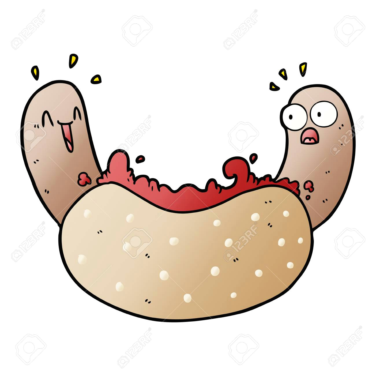 Cartoon Drawing Of A Hot Dog Cartoon Hotdog Illustration Design Royalty Free Cliparts Vectors