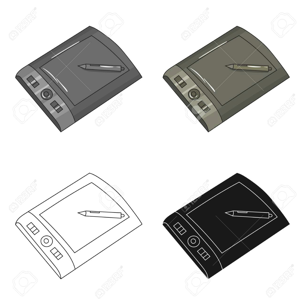 Cartoon Drawing Pad Drawing Tablet with Stylus Icon In Cartoon Style isolated On