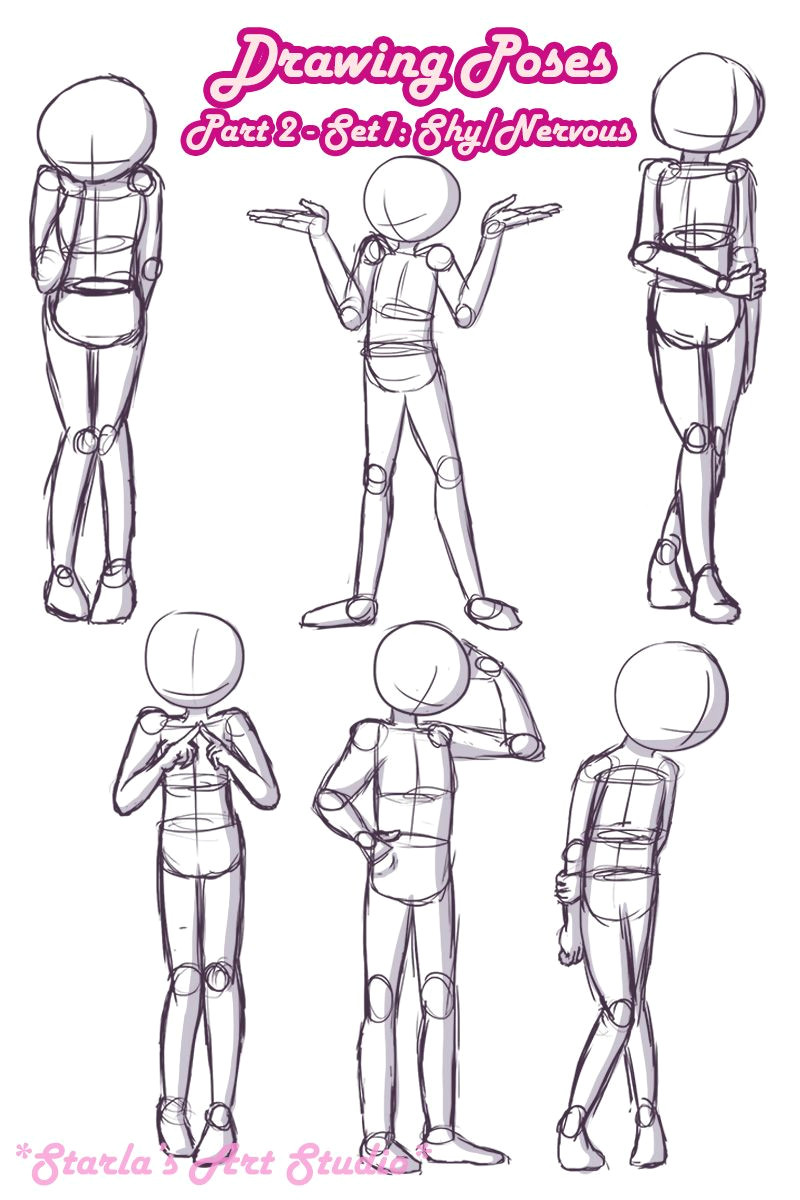 Cartoon Drawing Poses Shy Poses Here is A Quick Reference Page for Shy or Nervous Poses