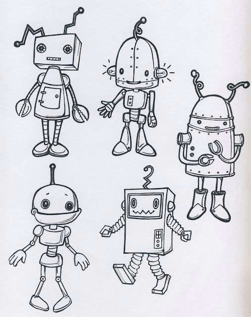 Cartoon Drawing Prompts Da Colorare Lessons 3 5 Pinterest Drawings Robot and Robot Art