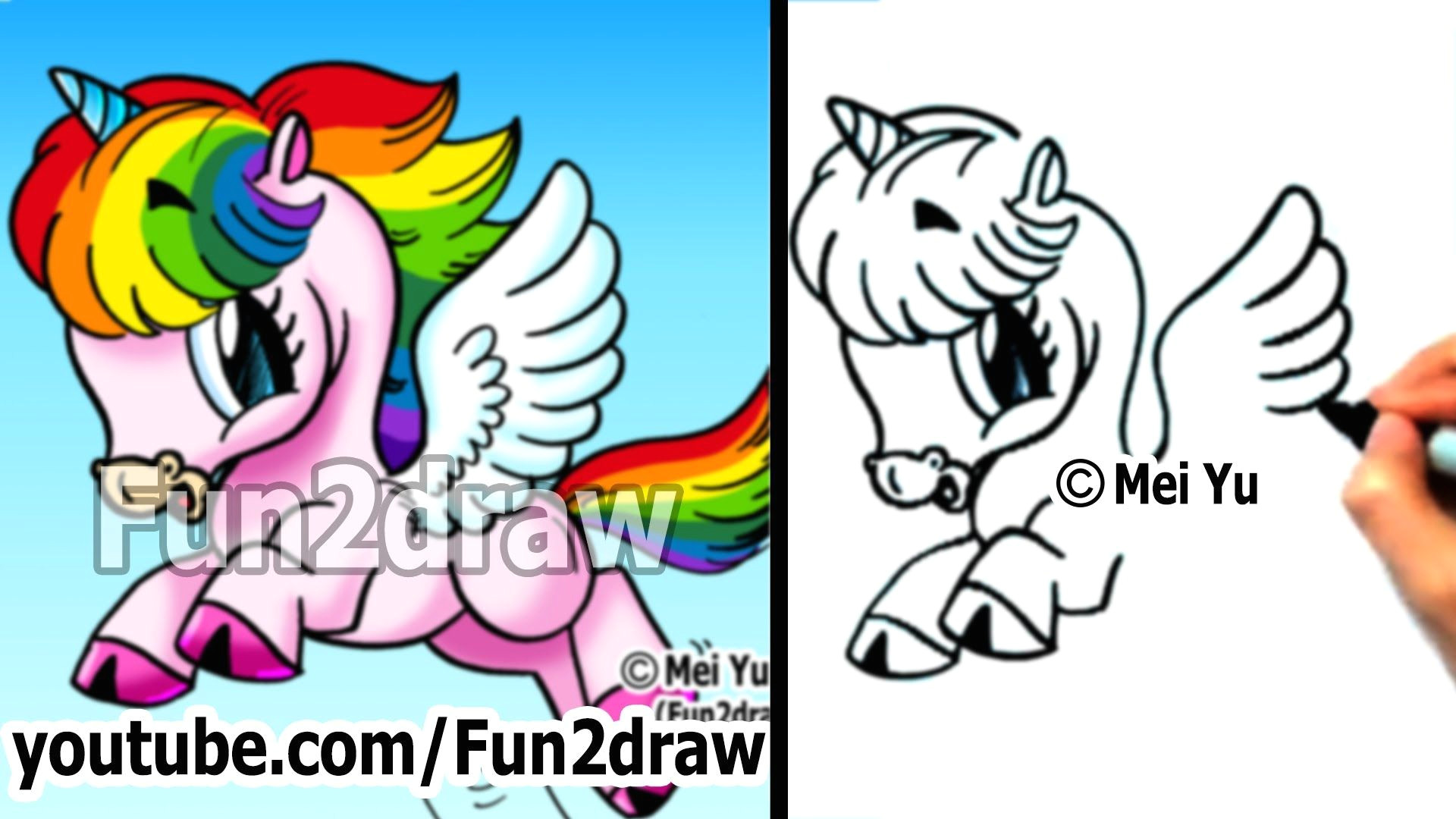 Cartoon Drawing Rainbow Art Lessons How to Draw A Rainbow Unicorn Animals Drawings