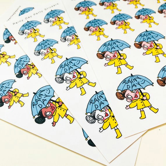 Cartoon Drawing Rainy Day Rainy Day Petty Stickers Planner Decoration Routine Etsy