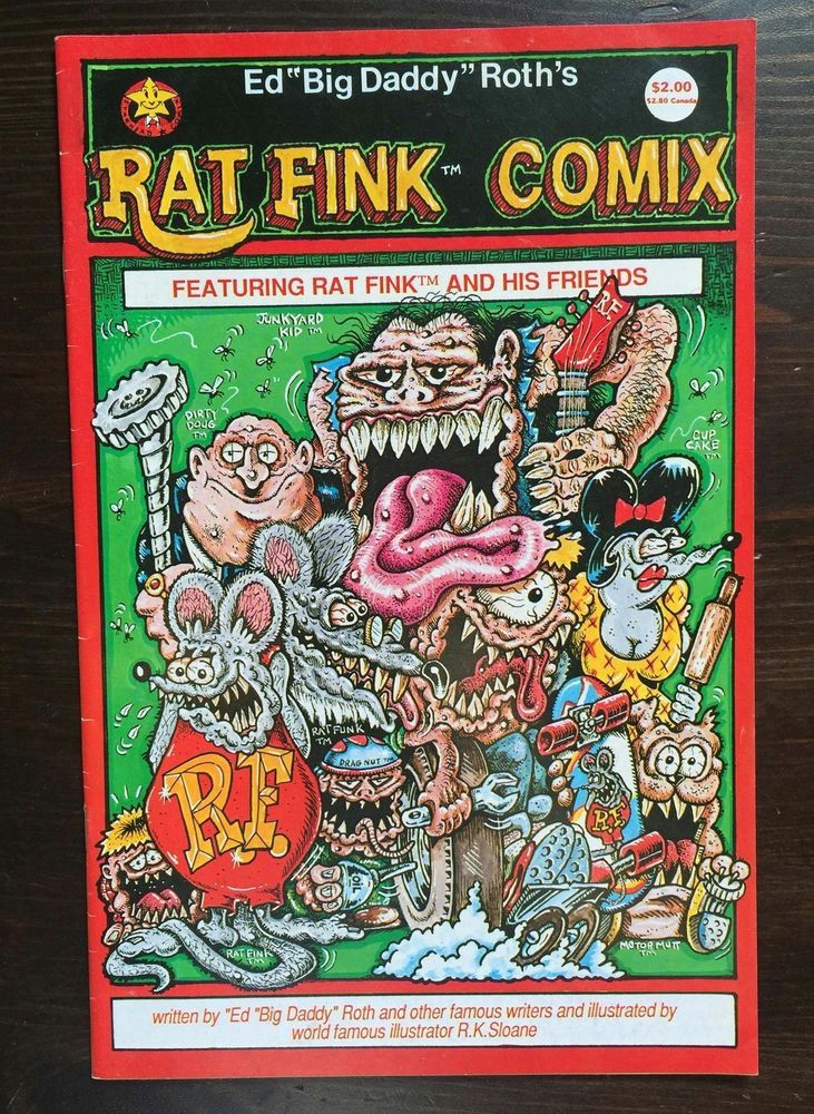 Cartoon Drawing Rat Rat Fink Comix Ratfink Ed Big Daddy Roth Comic Ratrod Custom Hot Rod