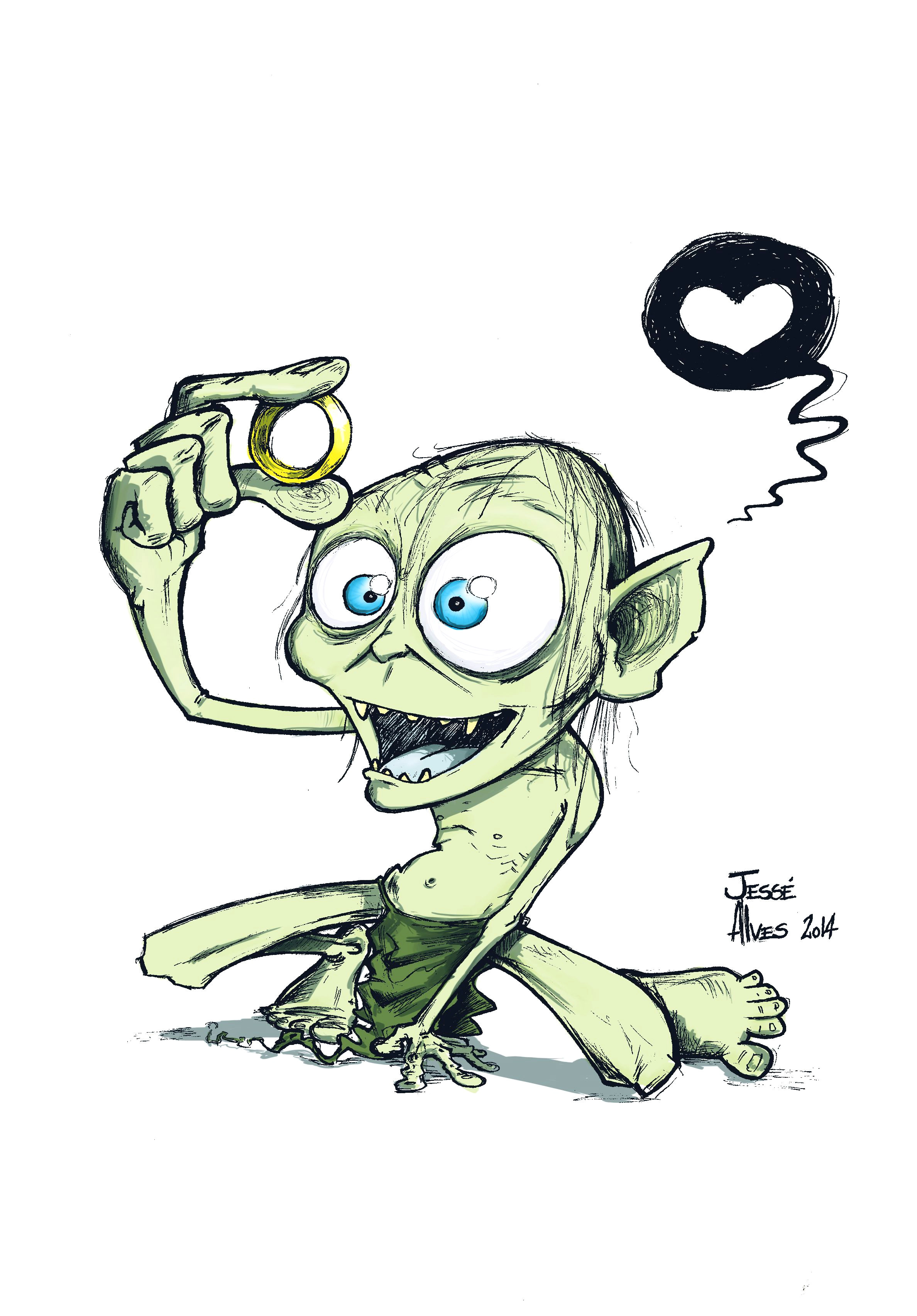 Cartoon Drawing Ring Smeagol the Lord Of the Rings the Hobbit Jesse Alves Cartoon