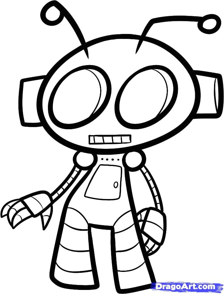 Cartoon Drawing Robot Step by Step How to Draw A Robot for Kids Step 7 Drawing Coloring In 2019