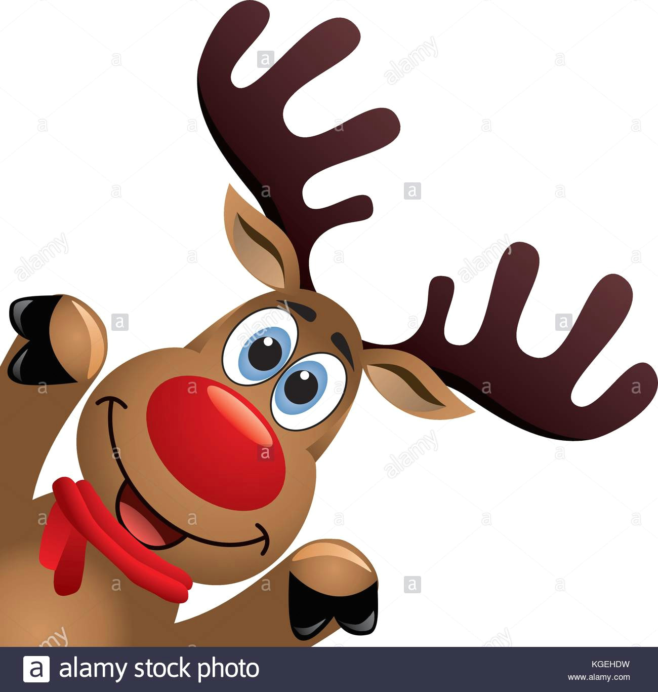 Cartoon Drawing Rudolph Red Nosed Reindeer Color Christmas Cartoon Red Nosed Reindeer Stock Photos Color