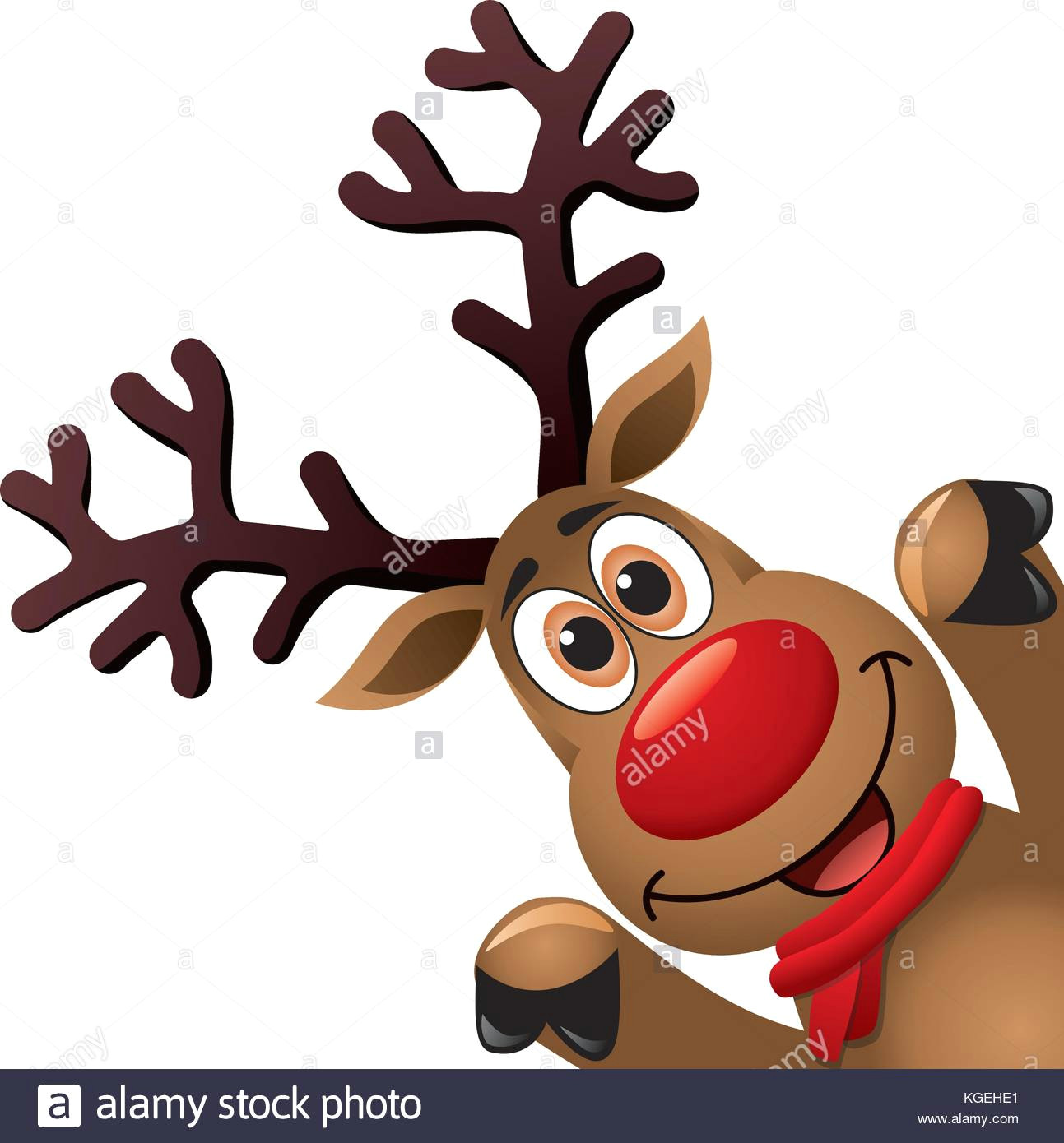 Cartoon Drawing Rudolph Red Nosed Reindeer Color Christmas Cartoon Red Nosed Reindeer Stock Photos Color