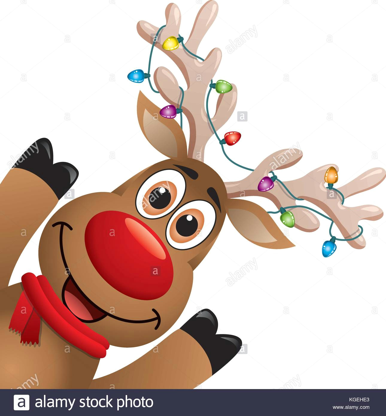 Cartoon Drawing Rudolph Red Nosed Reindeer Color Christmas Cartoon Red Nosed Reindeer Stock Photos Color