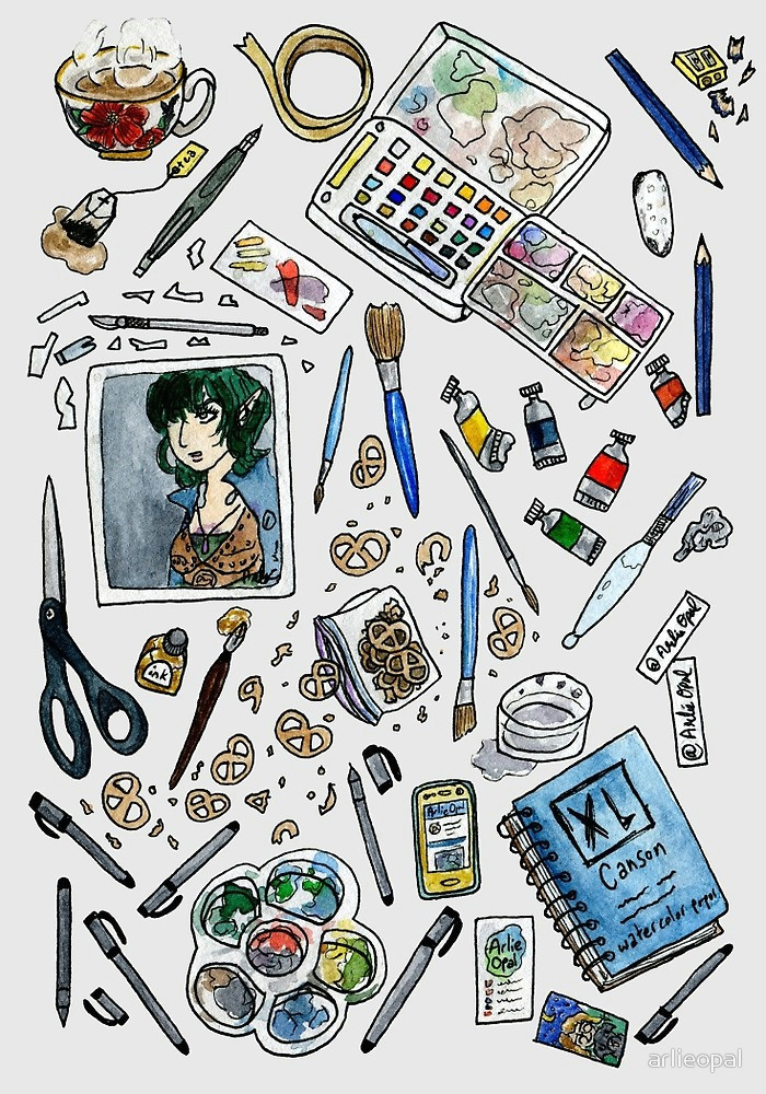 Cartoon Drawing Supplies Arlie Opal S Art Supplies Painting by Arlieopal Redbubble