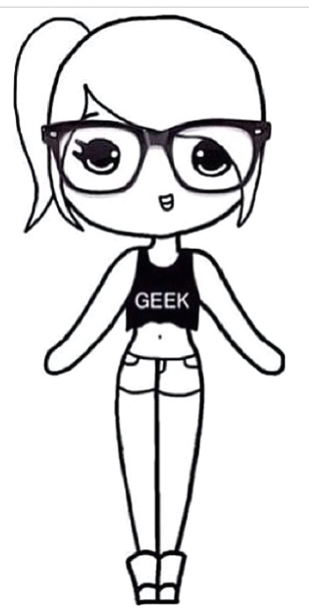 Cartoon Drawing Template Geek Girl Template Chibi