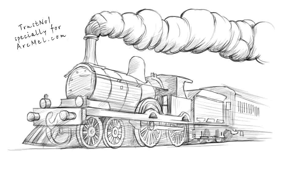 Cartoon Drawing Train How to Draw A Train Step by Step 4 Art Drawings Train Drawing