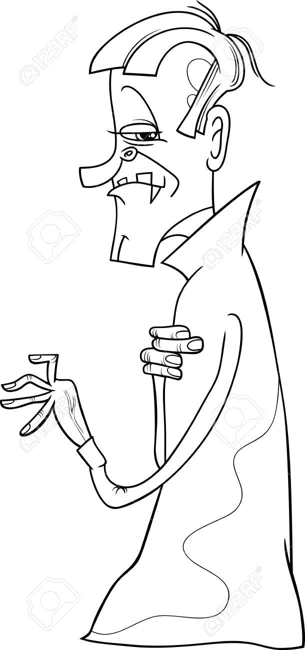 Cartoon Drawing Vampire Black and White Cartoon Illustration Of Scary Vampire or Count