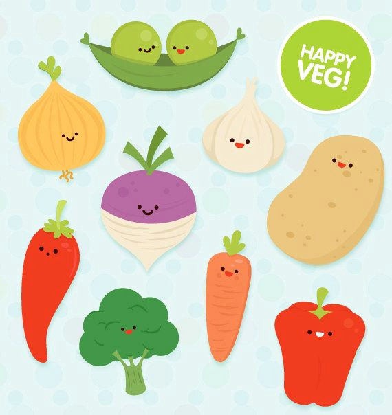 Cartoon Drawing Vegetables Veg Clipart Commercial Use Cute Vector Educational Art by