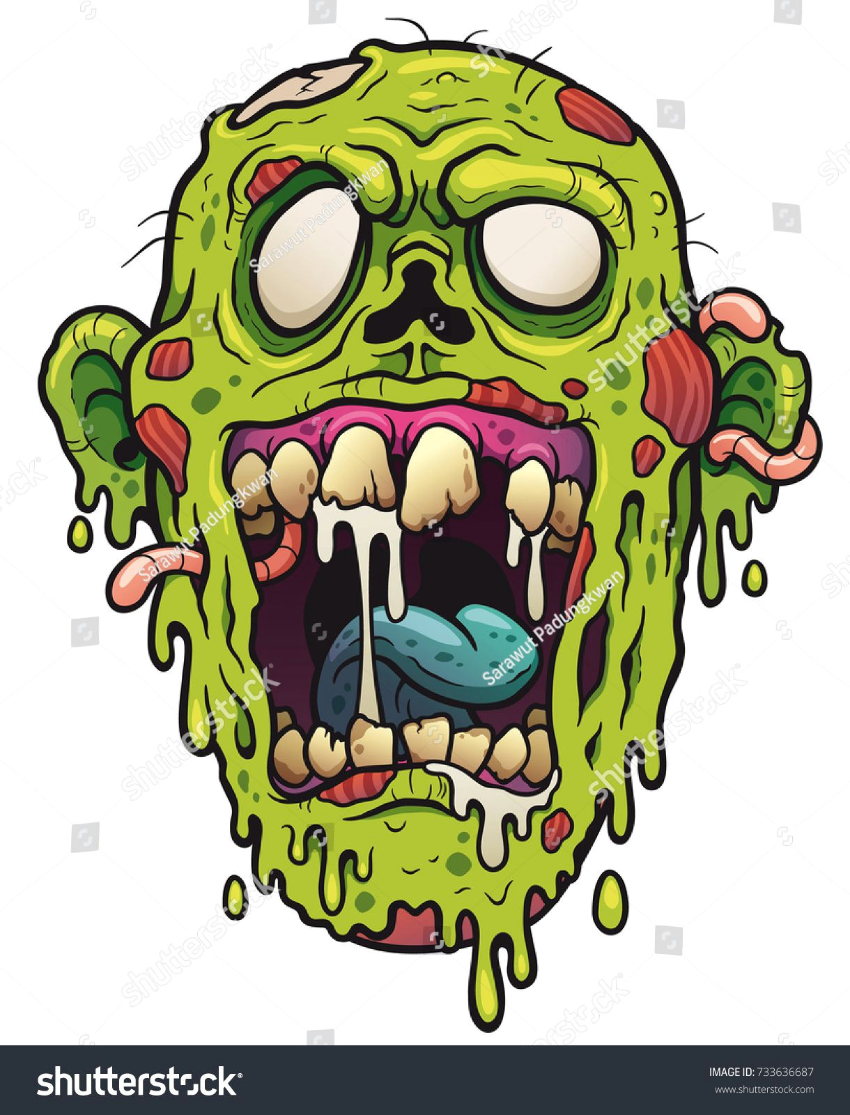Cartoon Drawing Zombie Vector Illustration Of Cartoon Zombie Head Patrick B In 2019