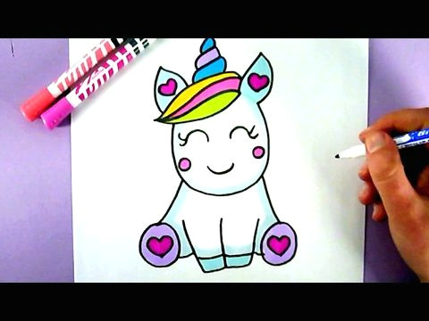 Cartoon Girl Drawing Youtube How to Draw A Super Cute and Easy Unicorn Youtube Draw In 2019