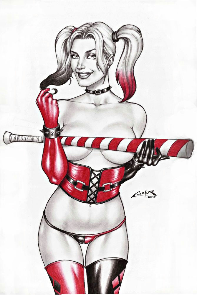 Cartoon Harley Quinn Drawing Artist Carlos Augusto Harley Quinn 2 Art Pinup Drawing original