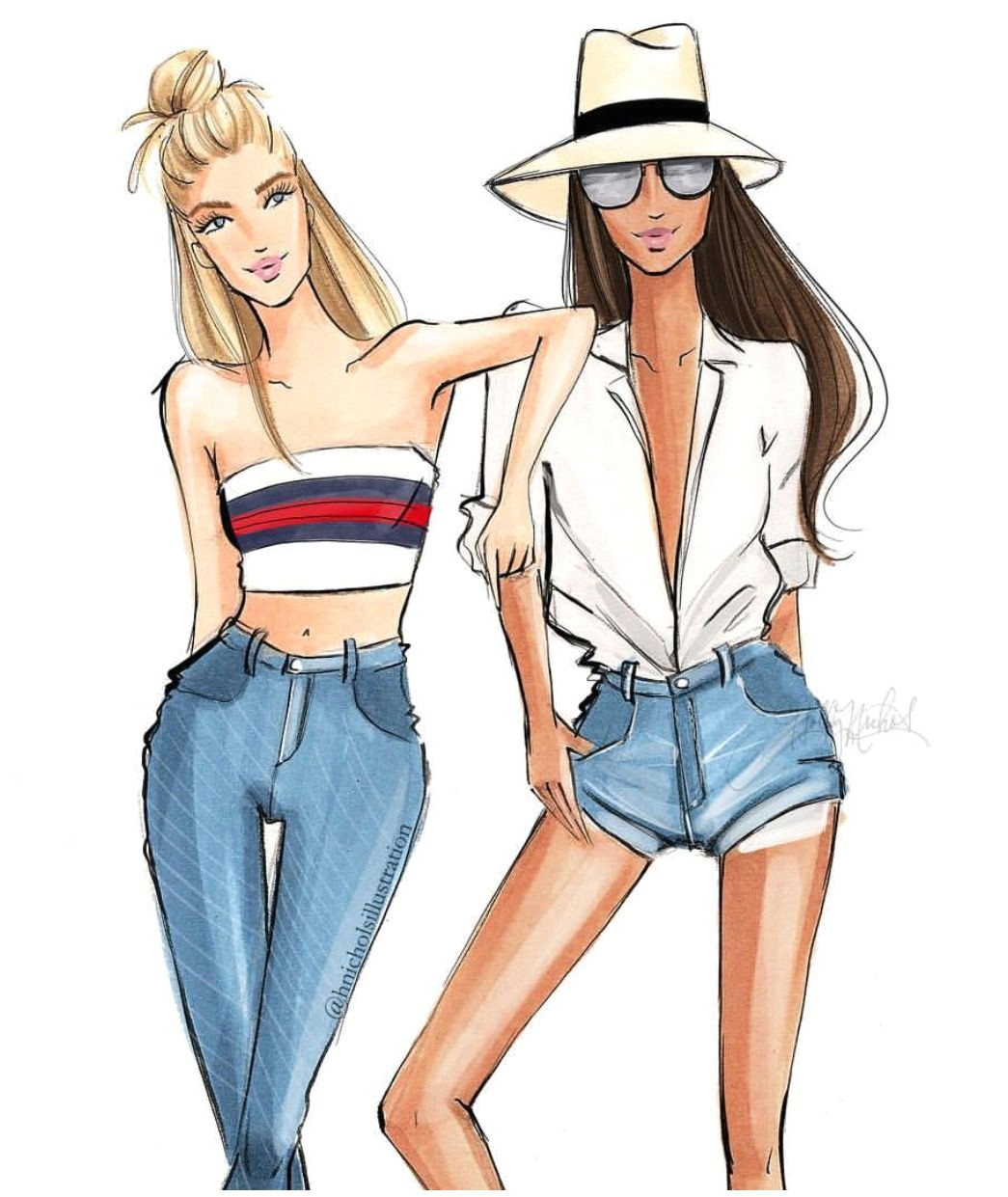 Cartoon Jeans Drawing Coastal Cool Fashionillustrations Hnicholsillustration