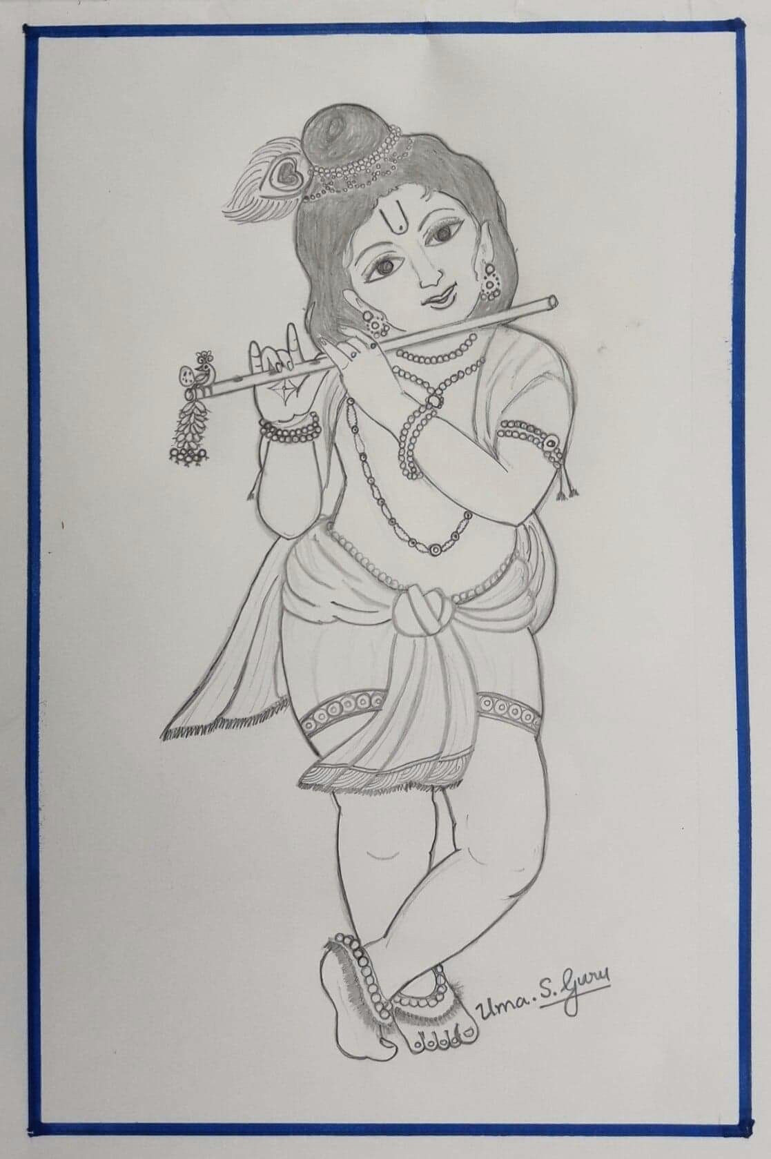 Cartoon Krishna Drawing Pin by Viji Chidam On Art Sketches Art Sketches Drawings