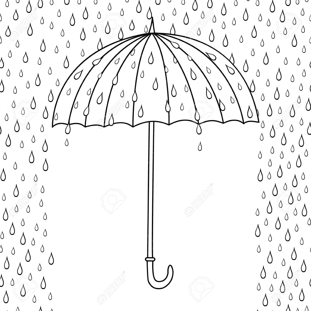 Cartoon Umbrella Drawing Outline Cute Cartoon Umbrella isolated On White Background Rainy