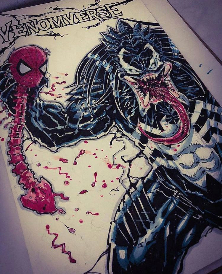 Cartoon Venom Drawing Predator Alien Venomized Cool Predator Venom Venom Comics