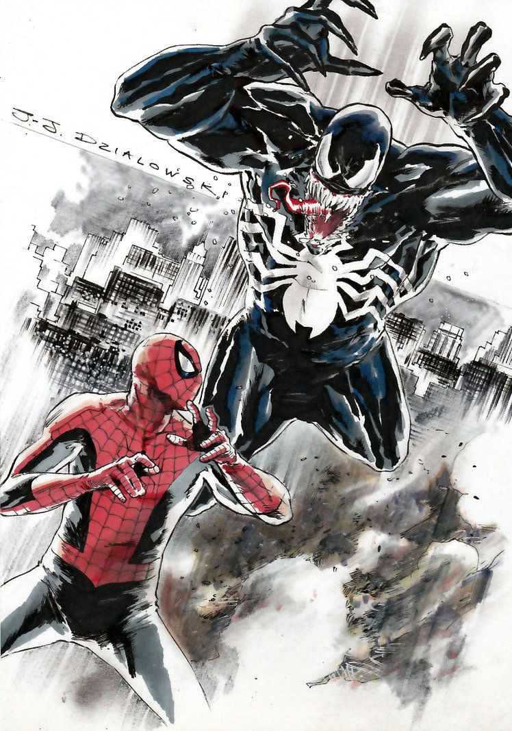 Cartoon Venom Drawing Spiderman Vs Venom Heros and Villains Art Spiderman Venom
