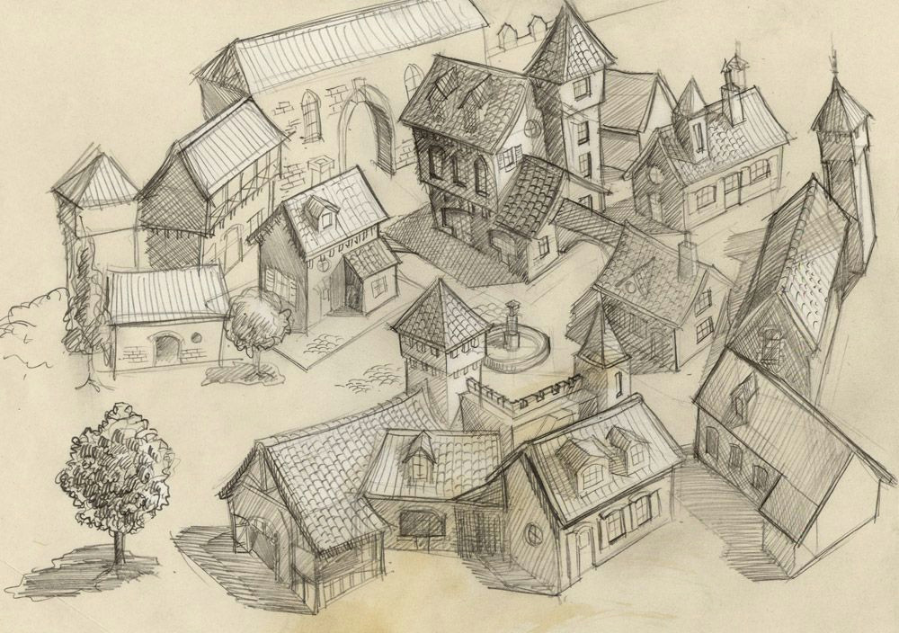 Cartoon Village Drawing Village by Carbrax N Dodµn N Pinterest Art Village