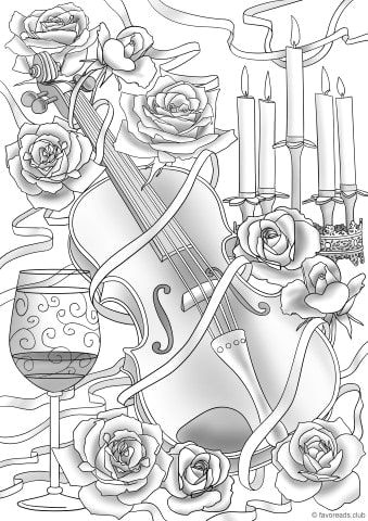 Cartoon Violin Drawing Violin and Flowers Free Coloring Pages Adult Coloring Pages