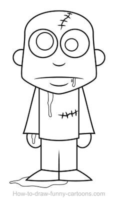 Cartoon Zombie Drawing Easy How to Draw A Zombie for Kids Step 8 Project Planning Pinterest