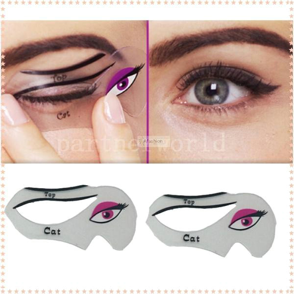 Cat Eyeliner Drawing Dhl Free Shipping 2pcs Set Cat Eye Stencils Makeup Stencil Eyeline Models Template Eyeliner Card Auxiliary Hot Gilr Smoky Eyeliner tool