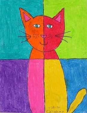 Childs Drawing Of A Cat Abstract Art Cat Simple Projects Craft Things and Craft