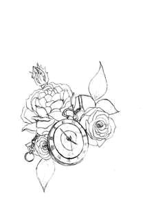 Childs Drawing Of A Rose Half Sleeve Idea Rose with Child S Name and Watch with the Time Of