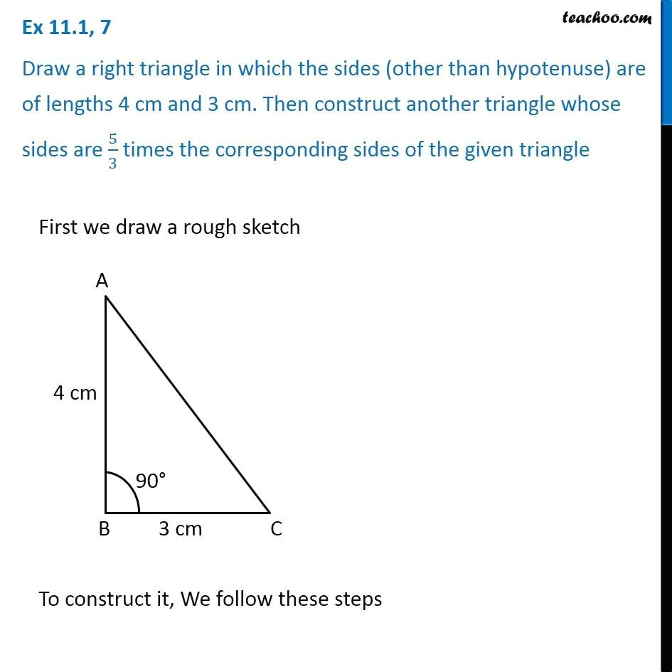 Class 7 Drawing Book Ex 11 1 7 Draw A Right Triangle where Sides Other Than Hypotenuse
