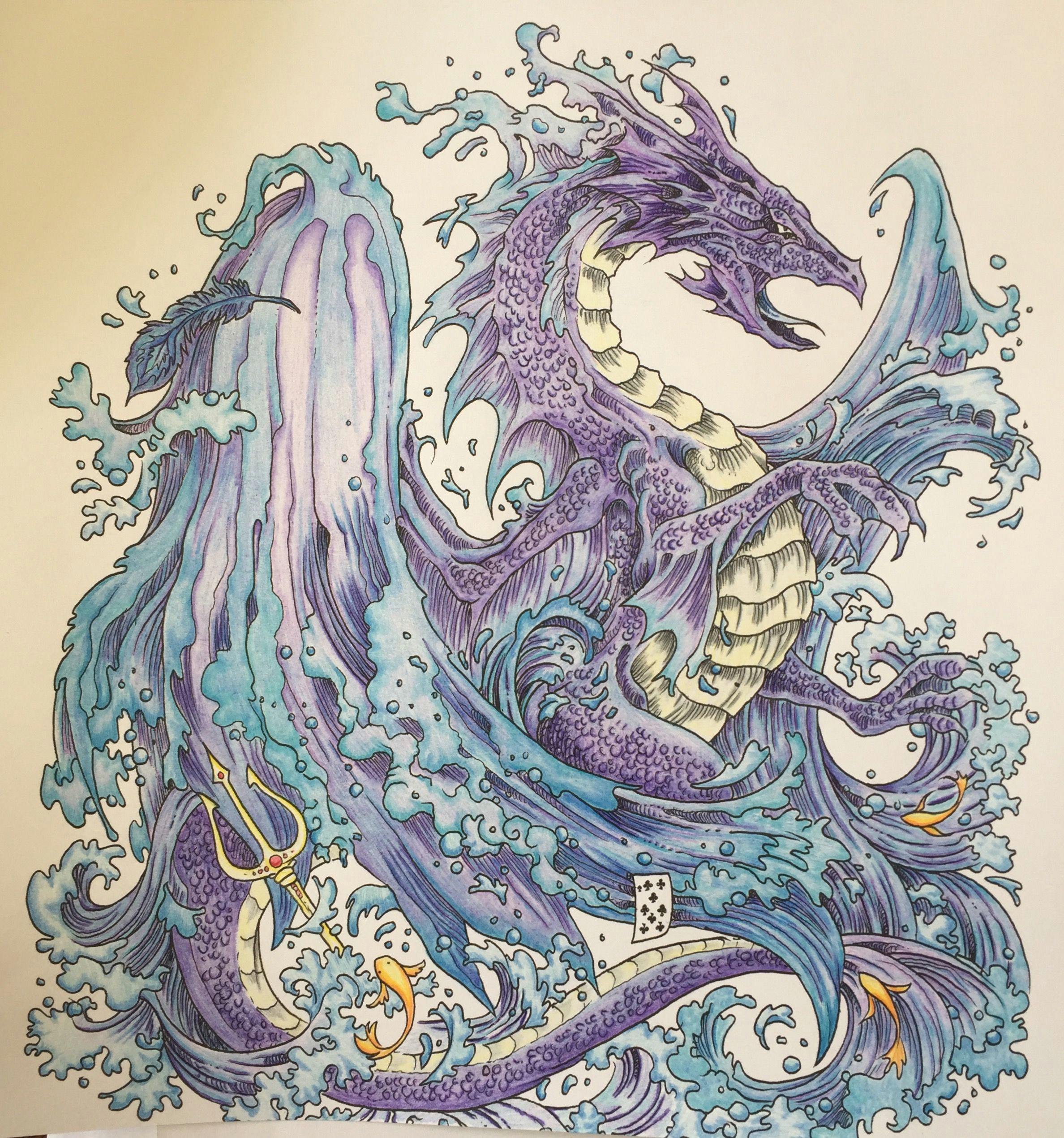 Colored Pencil Drawings Of Dragons Water Dragon From Mythomorphia by Kerbyrosanes Adult Coloring