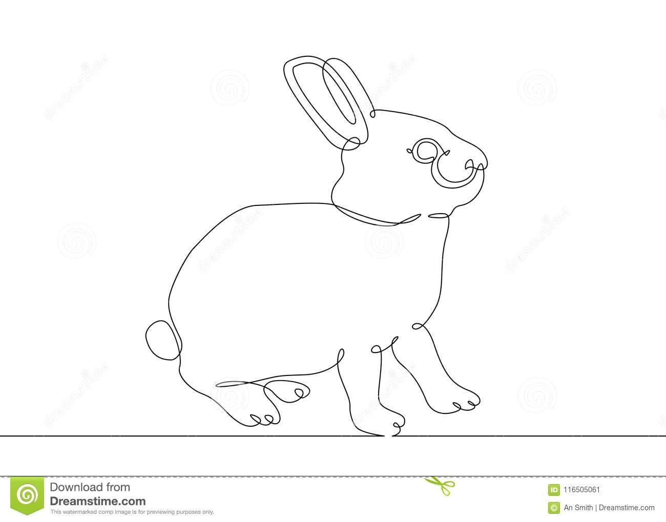 Continuous Line Drawing Of A Dog Continuous Line Drawing Rabbit Hare Stock Vector Illustration Of