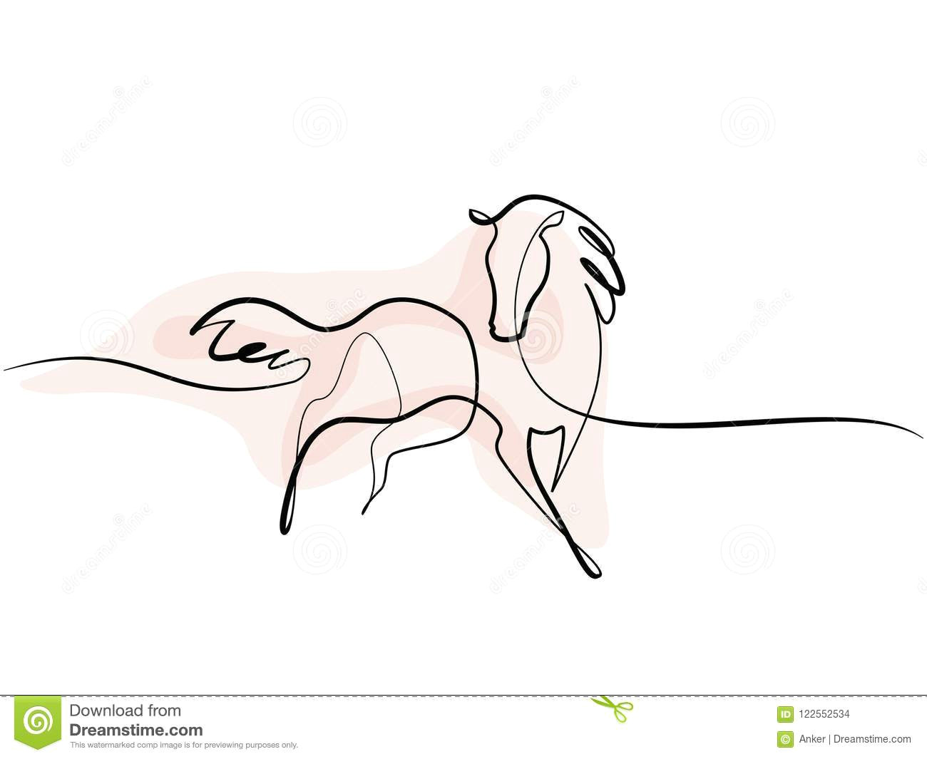 Continuous Line Drawing Of A Dog Continuous One Line Drawing Horse Logo Stock Vector Illustration