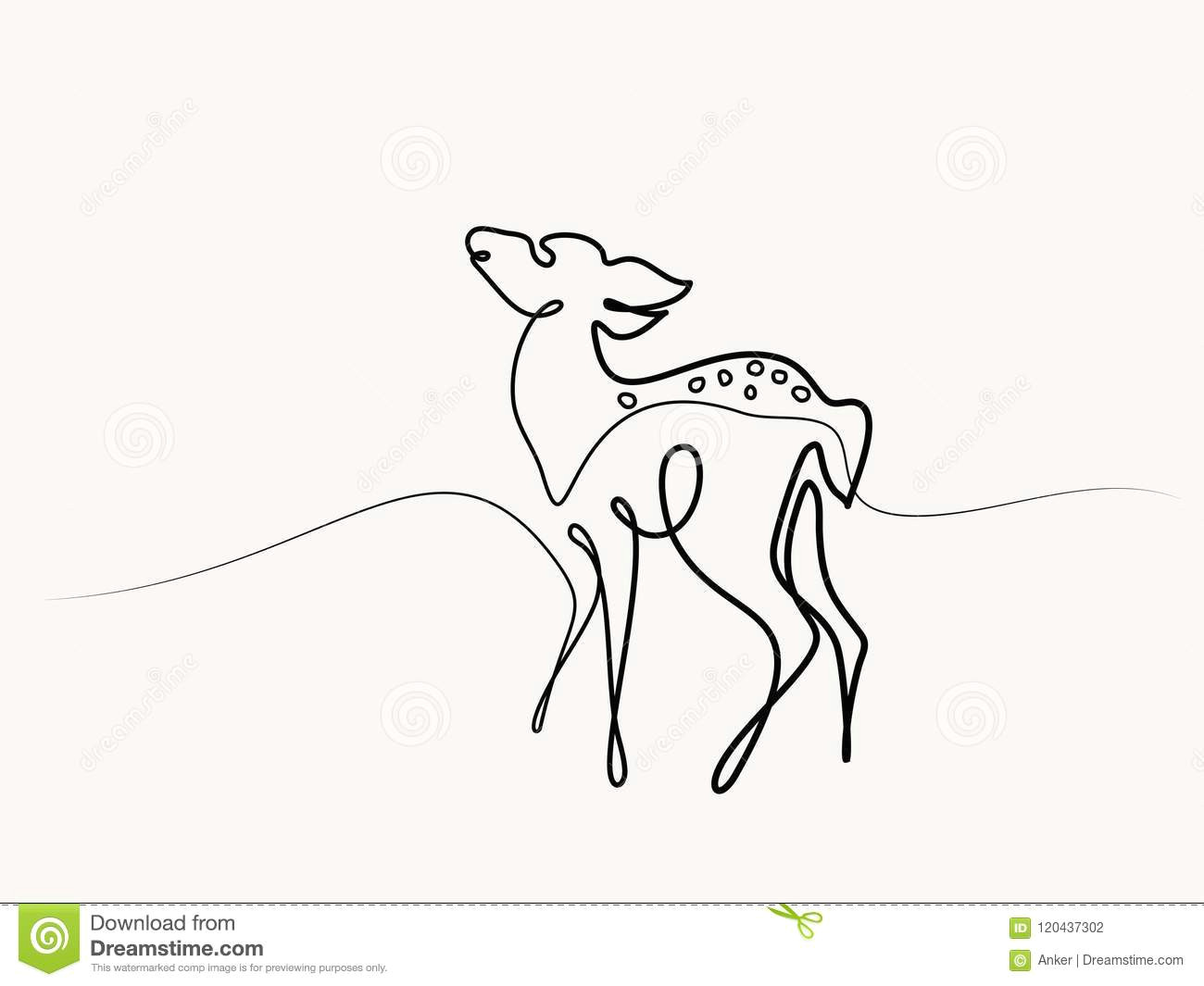 Continuous Line Drawing Of A Dog Funny Deer Cub Baby Stock Vector Illustration Of Cutout 120437302