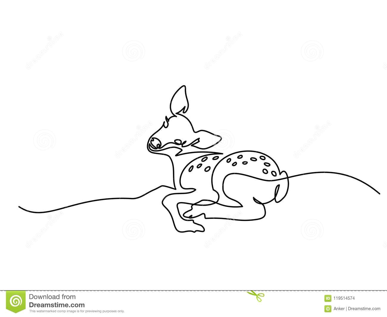 Continuous Line Drawing Of A Dog Funny Deer Cub Baby Stock Vector Illustration Of Handdrawn 119514574