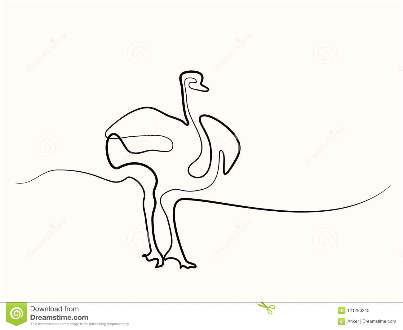 Continuous Line Drawing Of A Dog Ostrich Walking Symbol Stock Vector Illustration Of Design 121290245
