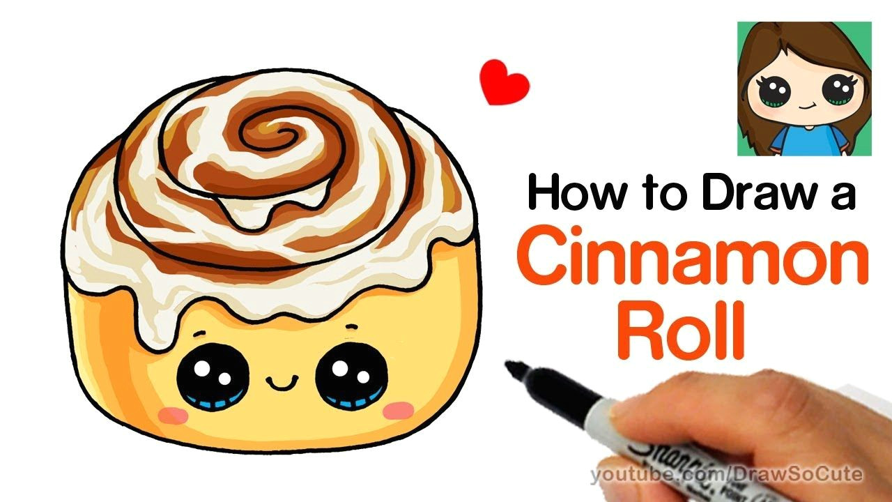 Cute Drawing Easy Food How to Draw A Cinnamon Roll Cute and Easy Kids Fun Stuff In 2019