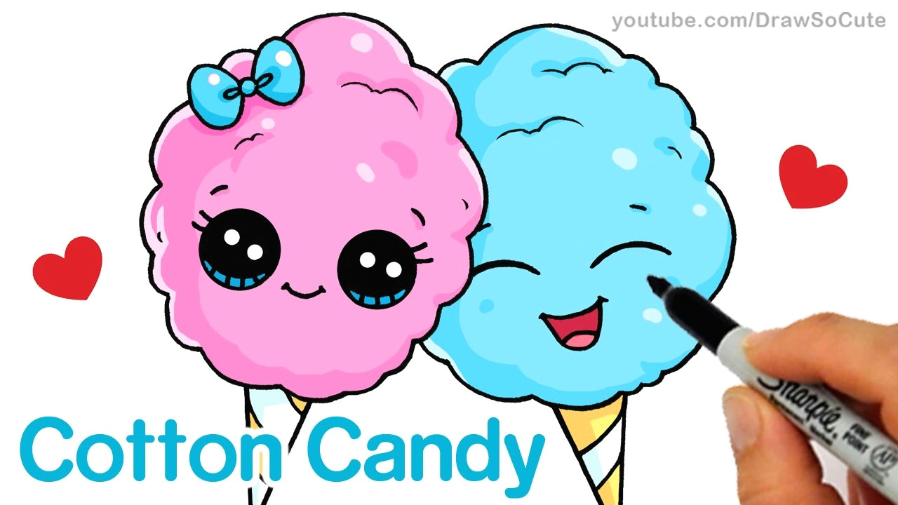 Cute Drawing for Best Friend How to Draw Cotton Candy Easy Cartoon Food Youtube