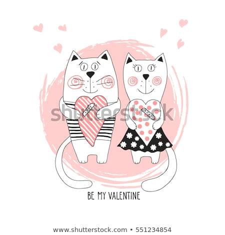 Cute Drawing for Valentine S Day Cute Cat Couple Valentines Day Card Stock Vector Royalty Free