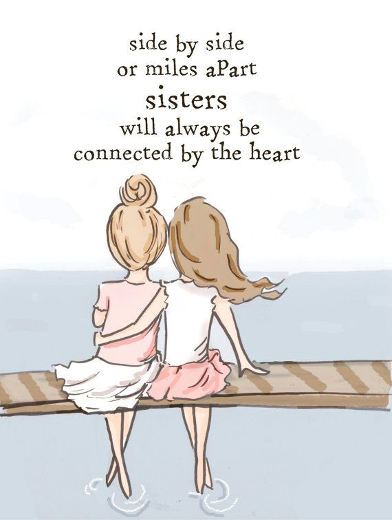 Cute Drawing for Your Sister Sister Wall Art Sisters Digital Art Print Sisters Children S