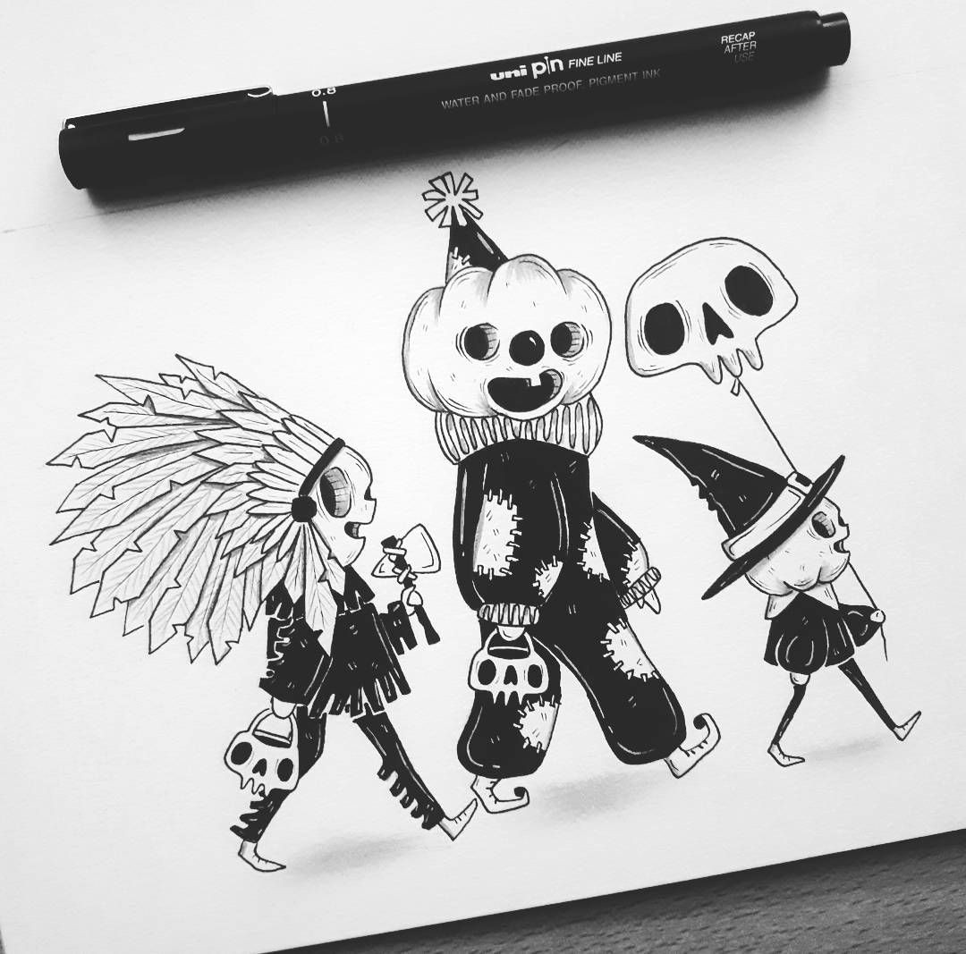 Cute Drawing Ideas for Halloween some Pumpkin Kids are Ready for the Trick or Treat but Not before